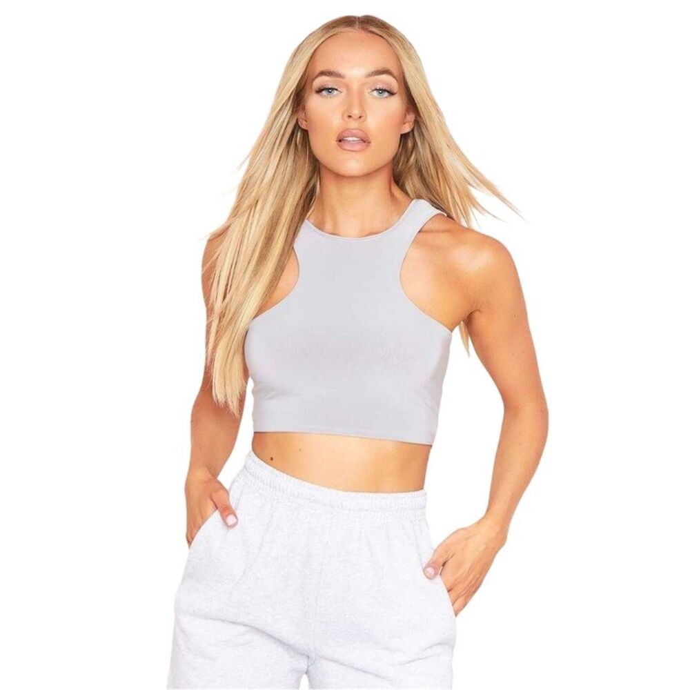 Missy Empire Womens/Ladies Racer Crop Top / Gray